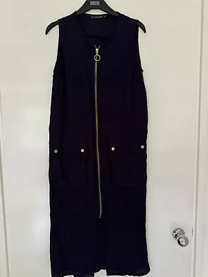 Zara Dress Size XS Dark Blue Full Zip Front Pockets • £6.99