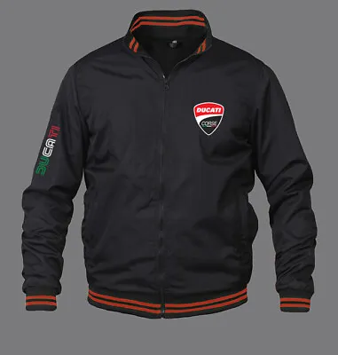 New Mens Ducati Motors Bomber Jacket With High Quality Embroidered Logos • $60.88