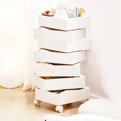 360 Rotating Storage Cabinet Rolling Coffee Side End Table + 7 Drawer & Wheels • $114.90