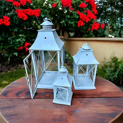 3 Traditional White Lantern White Lanterns For Wedding Lighting For Outdoors • $37.49