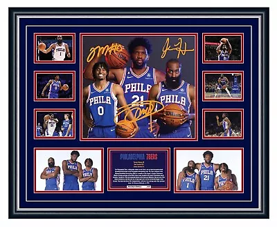 Philadelphia 76ers Joel Embiid James Harden Maxey Signed Le Framed Memorabilia • $129.99