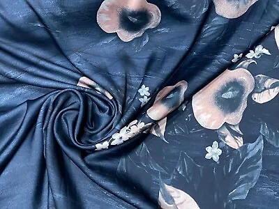 £1.20 • Buy Border Prints Silky Charmeuse Faux Silk Satin Fabric Dress Draping Material 58''