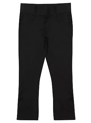 Girls Trousers Black Stretch Cotton Sateen Narrow Slim Leg • £0.99