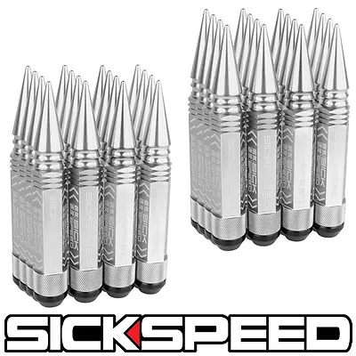 Sickspeed 32pc Polished 5 1/2  Long Spiked Steel Extended Locking Lug Nuts 14x2  • $160.88