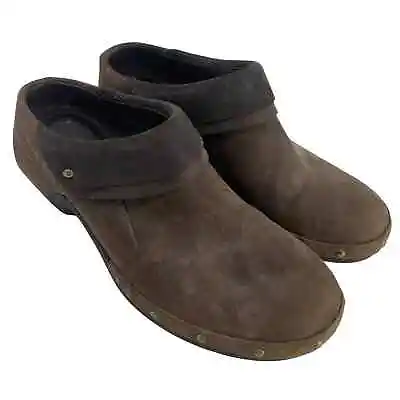 Merrell Womens 8 Luxe Wrap Bitter Chocolate Clogs Brown Leather Mules Shoes • $17.99