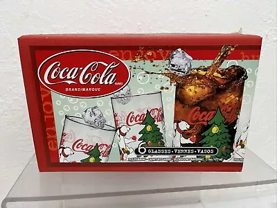 Vintage Coca Cola Polar Bear Christmas Tree Trimming 16oz Glasses • $18.40