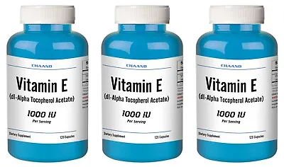 Vitamin E 1000 IU - 360 Capsules - Super High Potency - 3 Large Bottles Lot • $43.21