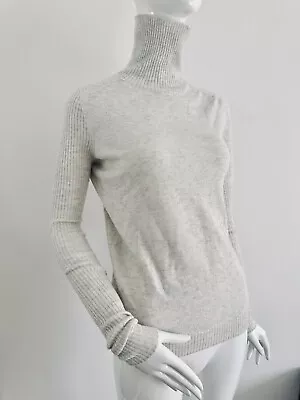 Bassike Sweater Jumper Slim Rib Turtleneck Cashmere Knit Wool Écru Size 0 XS S M • $199