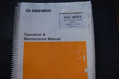 DAEWOO SOLAR 180W Excavator Operation/Operator Maintenance Manual Guide Book OEM • $59