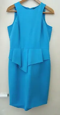 Ladies Teal Miss Selfridge Peplum Sleeveless Dress Size 12 • £8.99