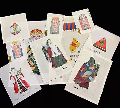 Lot Of 9 Vintage Hand-painted Christmas Needlepoint Canvases. • $200