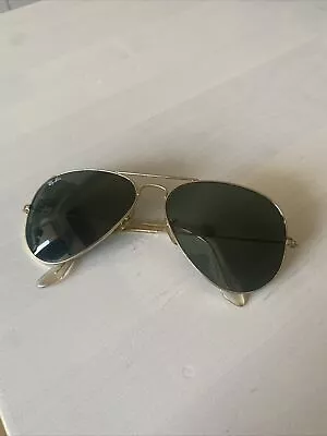 Ray-Ban Sunglasses Aviator Gold Green G-15 Small 55mm • $40