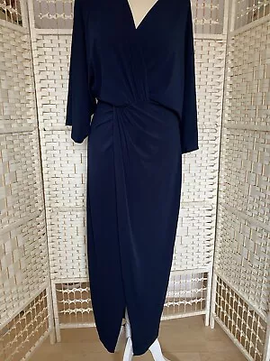 Zara TRF  Maxi Dress Size M Blue Wrap Style Holiday Cruise Wedding Races • £17.99