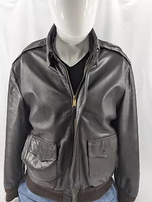 VTG Sporty’s Pilot Shop Men’s Brown Goatskin A-2 Flight Jacket 40  MEDIUM • $99.99