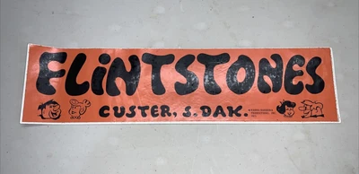£23.93 • Buy Vtg 1971 Flintstones Custer South Dakota Bumper Sticker Decal Black & Orange NOS