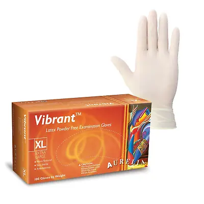 Aurelia Vibrant 100 Micro Textured Latex Examination Gloves 5.7g - Powder-Free - • £4.07