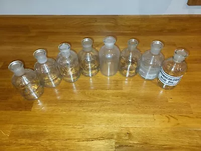 Job Lot Of 8 250ml Vintage Chemistry Laboratory Equipment Glass Bottles - Wide • £29.99