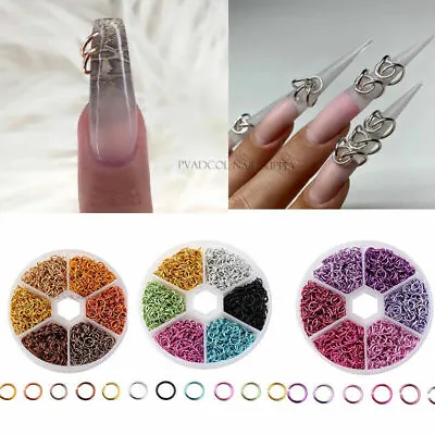 Piercing Dangle Nail Art Charms Glitter 3D Nails Metal Alloy Rings Rhinestones • £6.42