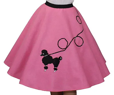 Hot Pink FELT Poodle Skirt _ Gilr Size SMALL (Ages 4-6) _ Waist 18 - 23  _ L 18  • $25.95