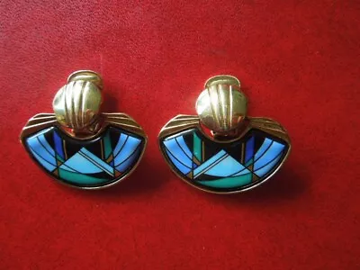 J5326 Vtg Michaela Frey  Enamel Earrings Weight  326  Gr  See Descr • $199