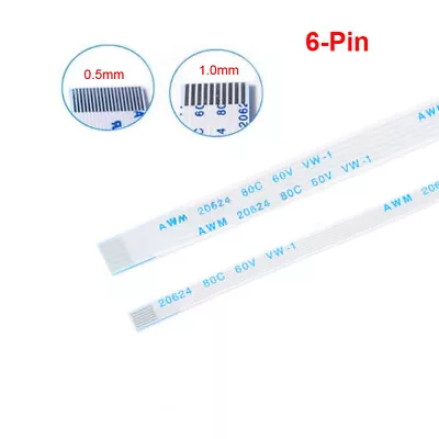 6-Pin Flexible Flat Flex FFC/FPC Cable Ribbon Pitch 0.5mm-1.0mm Forward/Reverse • $1.21