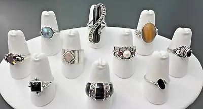 Variety Sterling Silver 925 Marcasite Multi-gemstone Statement Cocktail Ring Lot • $159
