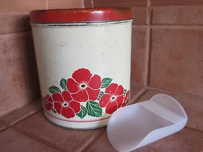 Vintage Decoware Large Canister-Poppies Design With Tupperware #292-7 Scoop • $13