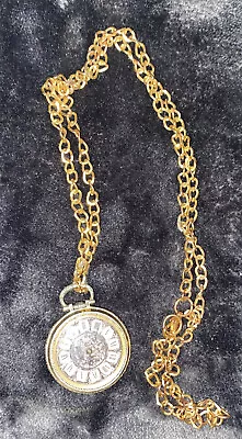 Vintage Lucerne Watch Gold-Tone Wind-Up Pendant  Necklace Swiss Made • $35