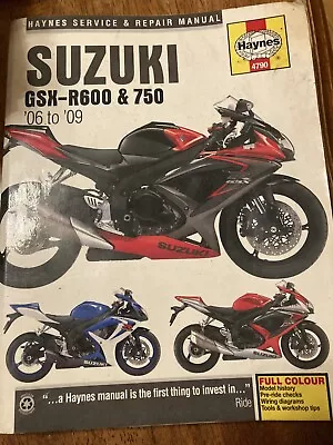 $15 • Buy Haynes Service & Repair Manual M4790 Suzuki GSX R600 &750 06-09 