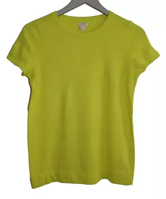 J. Crew Merino Wool Blend Short Sleeve Sweater Bright Citron Sz XS • $24