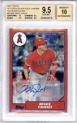 Mike Trout Bgs 9.5 2017 Topps ’87 Silver Pack Chrome Red Refractor Auto 2/5 Tg+ • $22.50