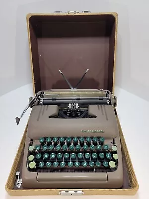 Vintage Smith Corona Silent Manual Portable Typewriter Brown/Green Keys W/Case • $99.99