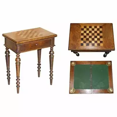 Lovely Antique Victrian Circa 1880 Chess Games Table With Fold Over Card Baize • $2424.53