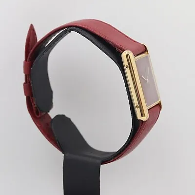 Cartier Must Tank Wine Red Dial Hand-wound SV925 Men's Gold Case Used F/S • $1580.41