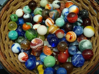 100 Glass Marbles Vintage USED Arts Crafts Old Time Display Decor Early Toys • $23.99