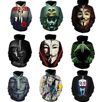 Cosplay V For Vendetta 3D Halloween Hoodies Superhero  Sweatshirts Coats Costume • £14.40