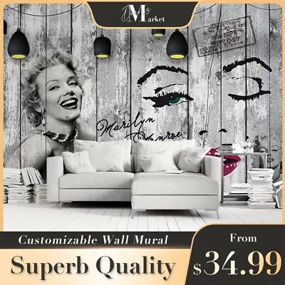 Marilyn Monroe Art Pop Art Gray 3D Wall Mural Designer Removable Wallpaper Mural • $22.66