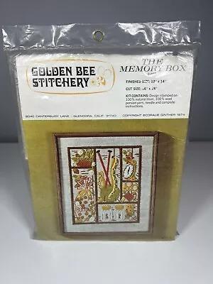 Vintage Golden Bee Stitchery 403 The Memory Box Crewel Embroidery Kit 12x14 1974 • $14.99