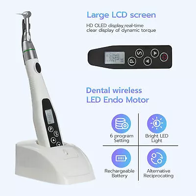 Dental Wireless LED Endodontic Endo Motor 16:1 Contra Angle Root Canal Treatment • $75.99