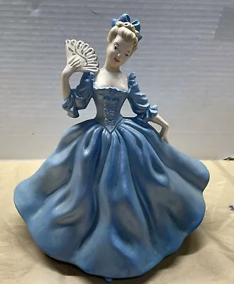 Vintage Beautiful Figurine Of A Lady With Fan Ceramic 1970 Signed • $17.50