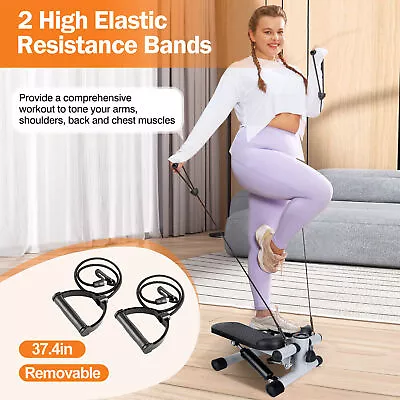 Stair Equipment Mini Stepper Exercise Machine With Resistance Bands LCD Monitor • $53.09