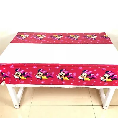 Minnie Mouse Pink Tablecloth Table Cover Kids Birthday Party Tableware 180x108cm • $6.21