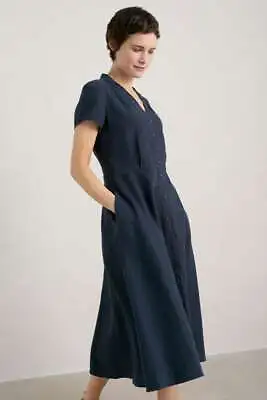 Seasalt Women's Dress - Navy Carved Wood Midi Dress - Regular - Maritime • £55.95