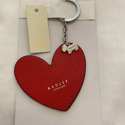 £17.99 • Buy Love Radley Leather Heart Keyring Red New With Metal Scottie Dog Charm
