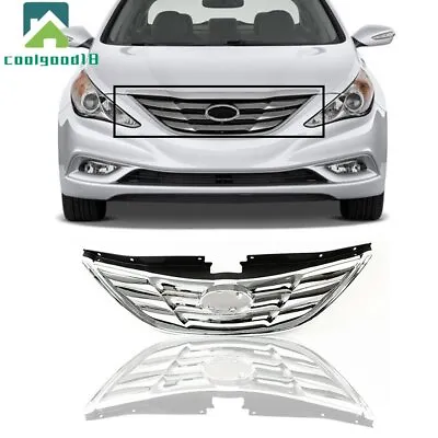 Fit For 2011 2012 2013 Hyundai Sonata Grille Assembly Front Upper Grill Chrome • $33.52
