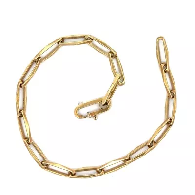 Vintage 14k Yellow Gold 7  Geometric Faceted Paperclip Link Charm Chain Bracelet • $636