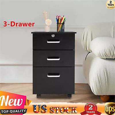 Filing Cabinet 3-Drawer Organizer File Vertical Office Storage W/ Lock Durable • $74.10