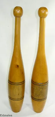 2 Antique Hard Wood 18  Juggling Exercise Clubs Pins • $150