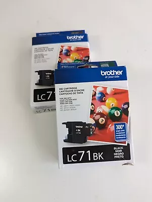 Brother LC71BK Black Ink Cartridge OEM NEW Genuine Sealed 2023 2024 Lot Of 2 • $19.96