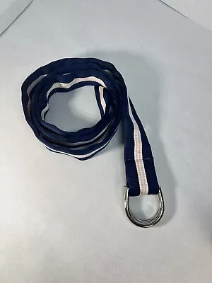 Brooks Brothers Pink Navy Blue Striped Ribbon D-Ring Belt Medium 30 In. • $15
